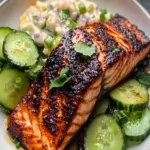 Blackened Miso Salmon with Coconut Cucumber Salad Recipe