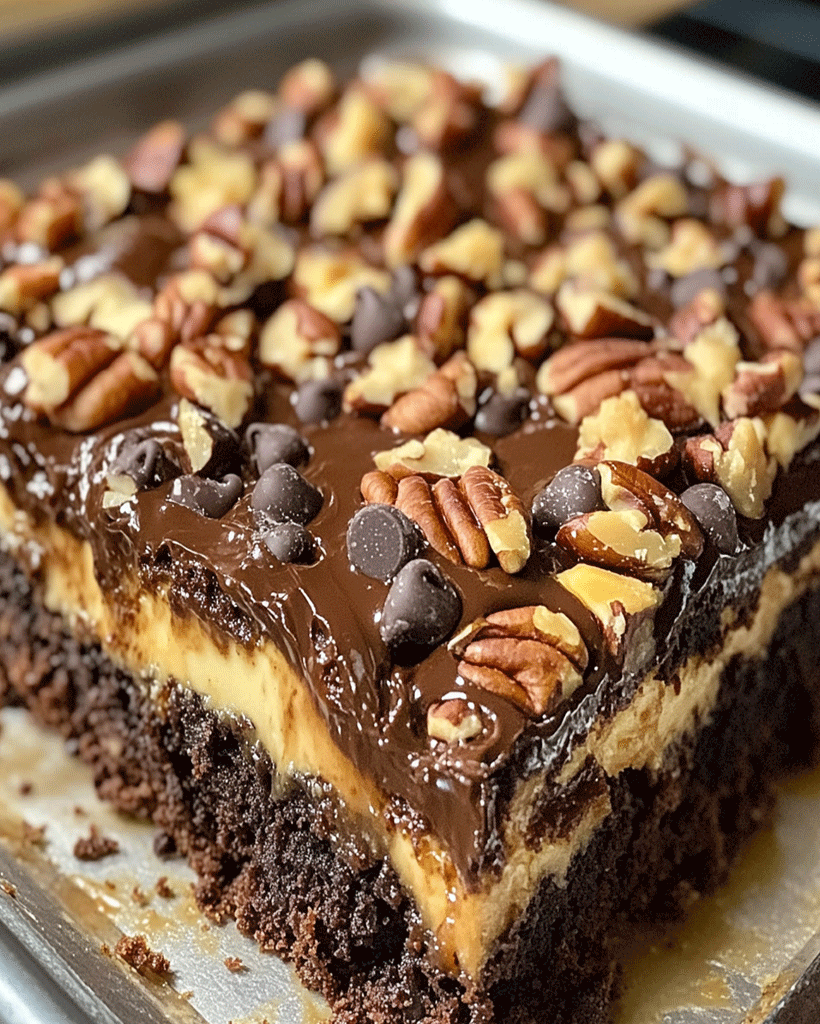 Chocolate Pecan Ooey Gooey Butter Cake Recipe | Easy Dessert