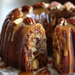 Apple Pecan Cake With Caramel Glaze - Easy Recipe