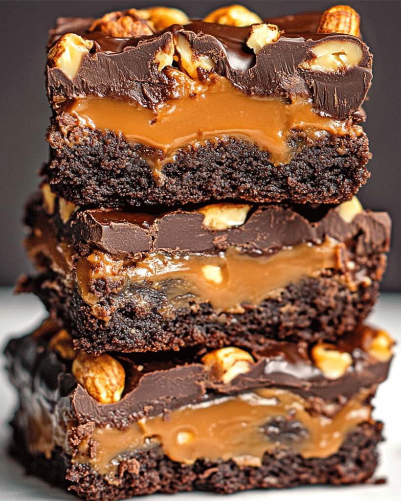 Chocolate Caramel Peanut Brownies - Easy Dessert Recipe