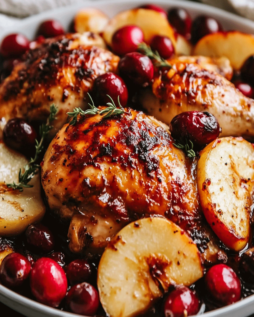 Apple & Cranberry Roasted Chicken - Easy Dinner Recipe