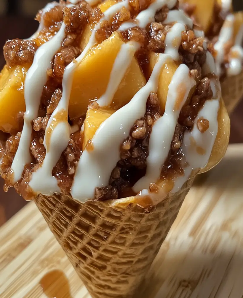 Beef Cobbler Cones Delicious Peach Dessert Treat