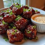 Korean BBQ Meatballs with Spicy Mayo Dip