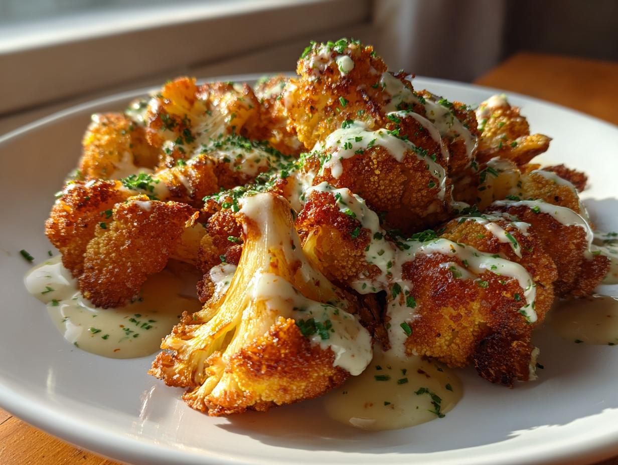 Cauliflower Bites with Garlic Sauce