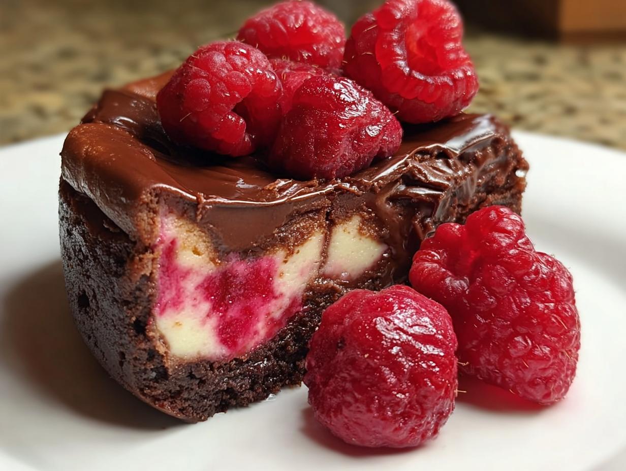 Delicious Chocolate Raspberry Cheesecake 2 Ways - Chocolate Raspberry Cheesecake - main visual representation