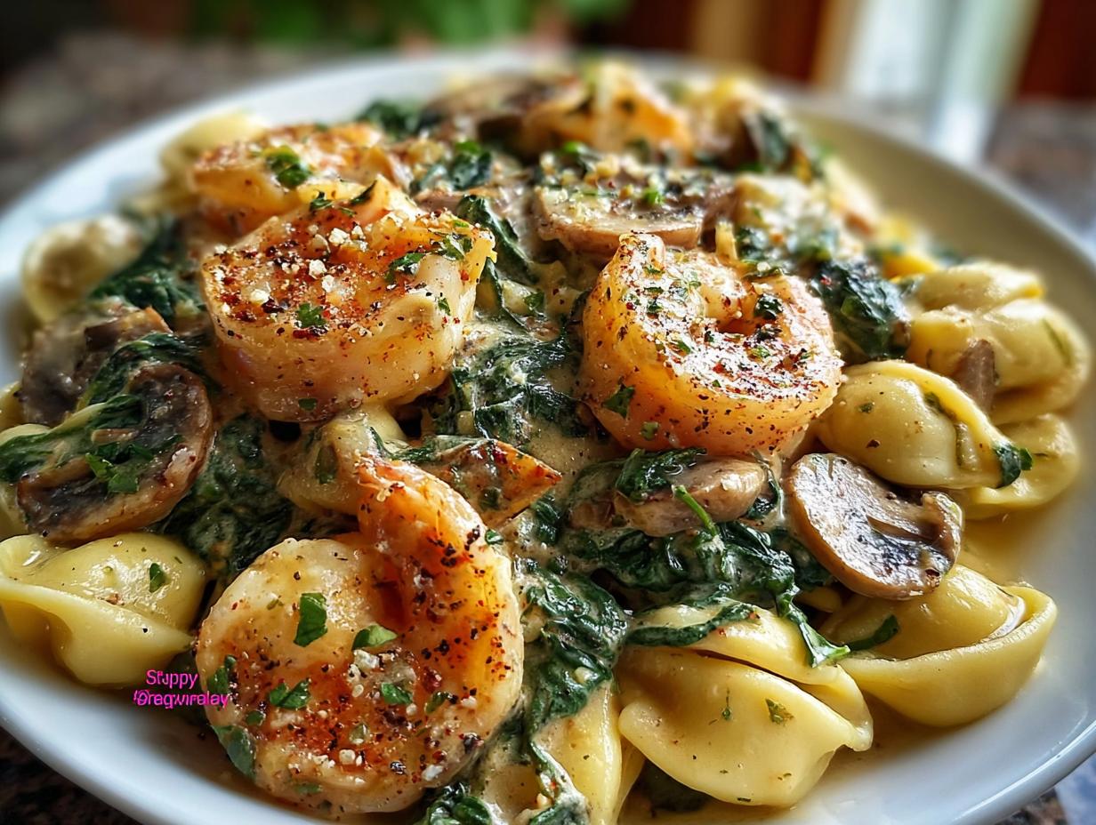 Creamy Spinach Mushroom Shrimp: 35 Min Bliss - Creamy Spinach Mushroom Shrimp - main visual representation