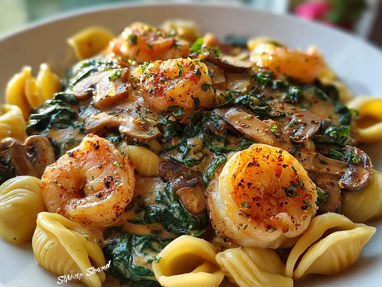 Creamy Spinach Mushroom Shrimp: 35 Min Bliss - Creamy Spinach Mushroom Shrimp - additional detail