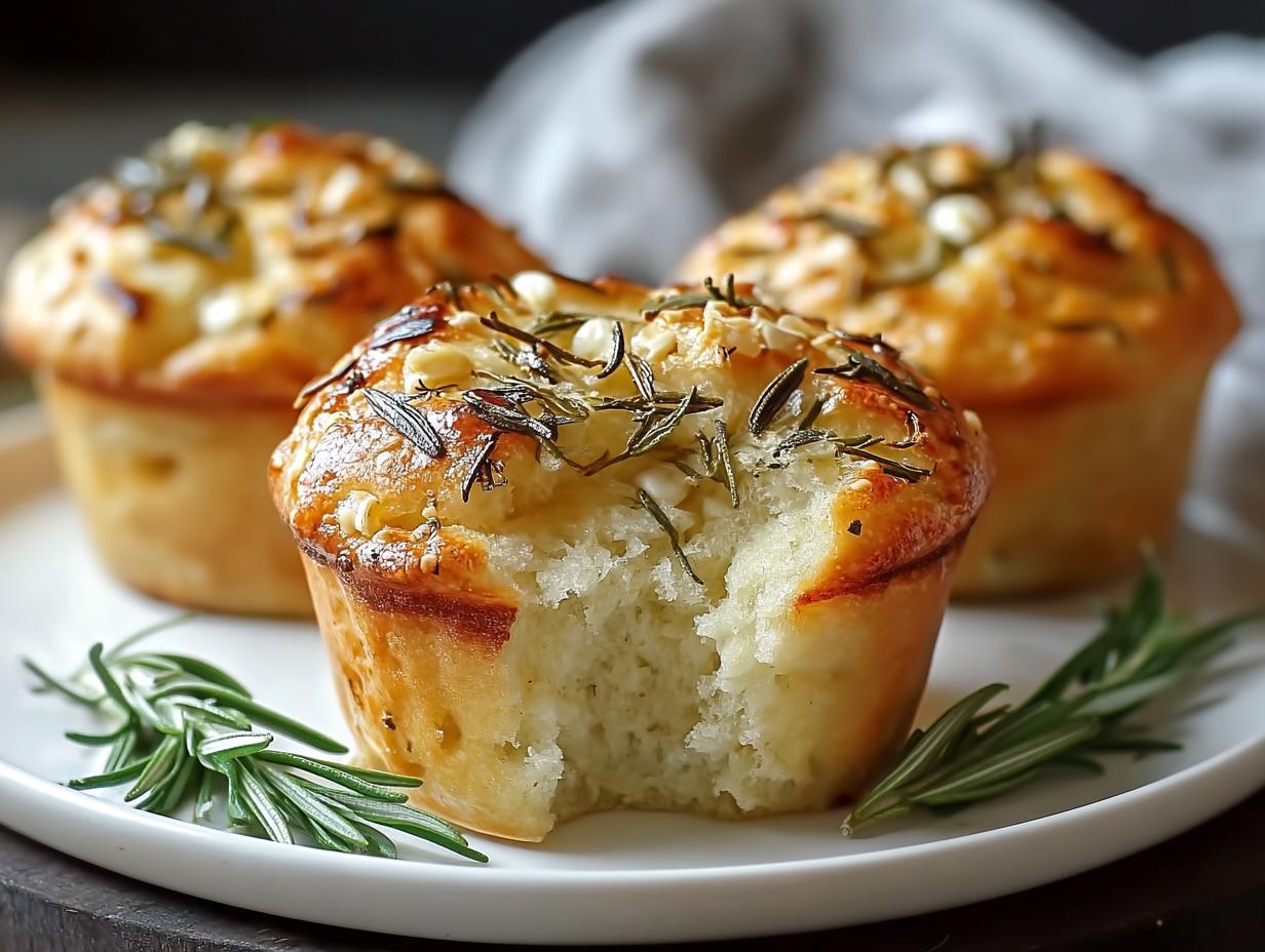 Garlic Rosemary Focaccia Muffins