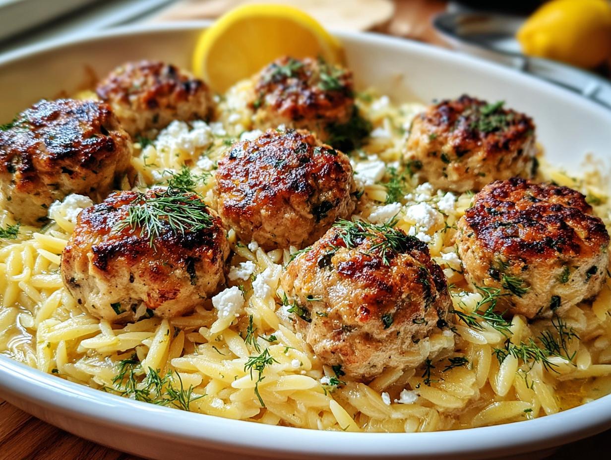 Greek Chicken Meatballs with Lemon Orzo - detail 1