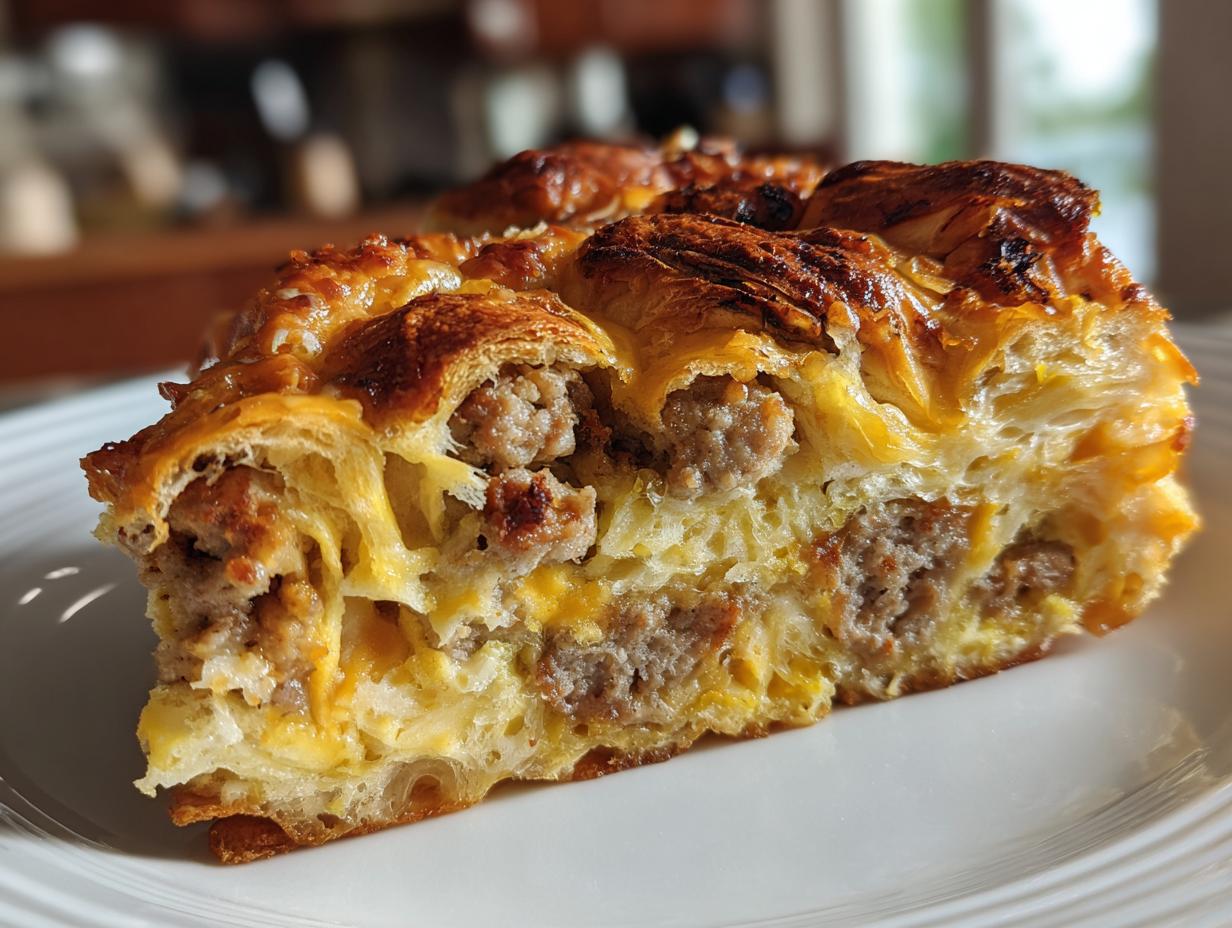 Overnight Croissant Breakfast Casserole