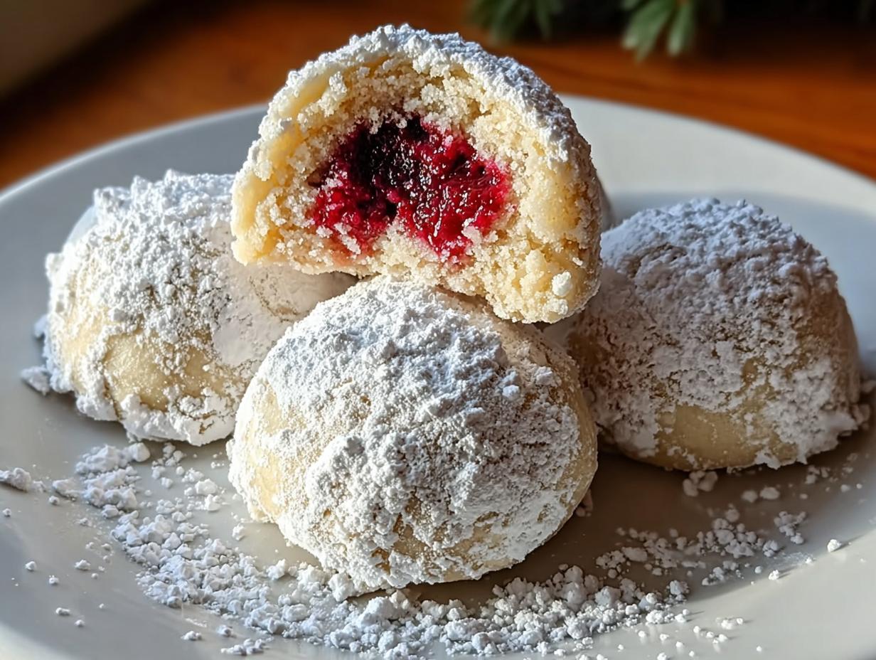 Raspberry Filled Almond Snowball: 12 Amazing Bites 4 Raspberry Filled Almond Snowball: 12 Amazing Bites - Raspberry Filled Almond Snowball - additional detail