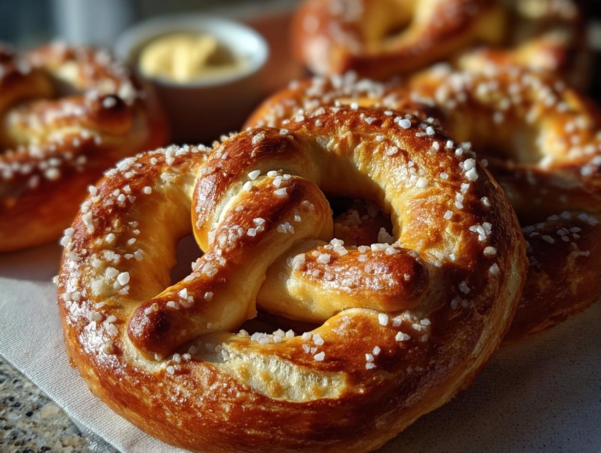 Crafting Soft Chewy Pretzels - kneading the dough until smooth and elastic