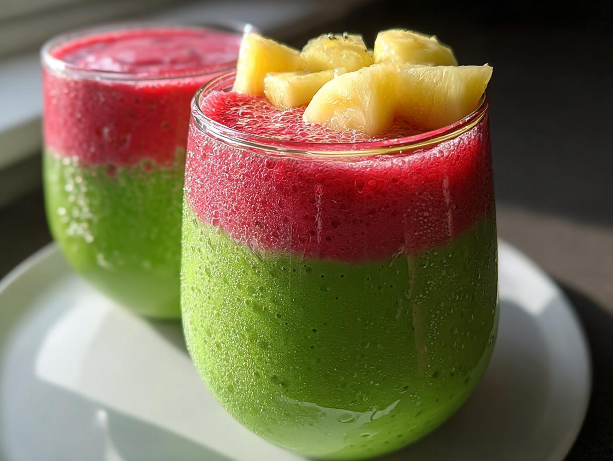 Amazing Glowing Skin Smoothie: 10 Min Recipe - Glowing Skin Smoothie For - close-up of layered smoothie ingredients