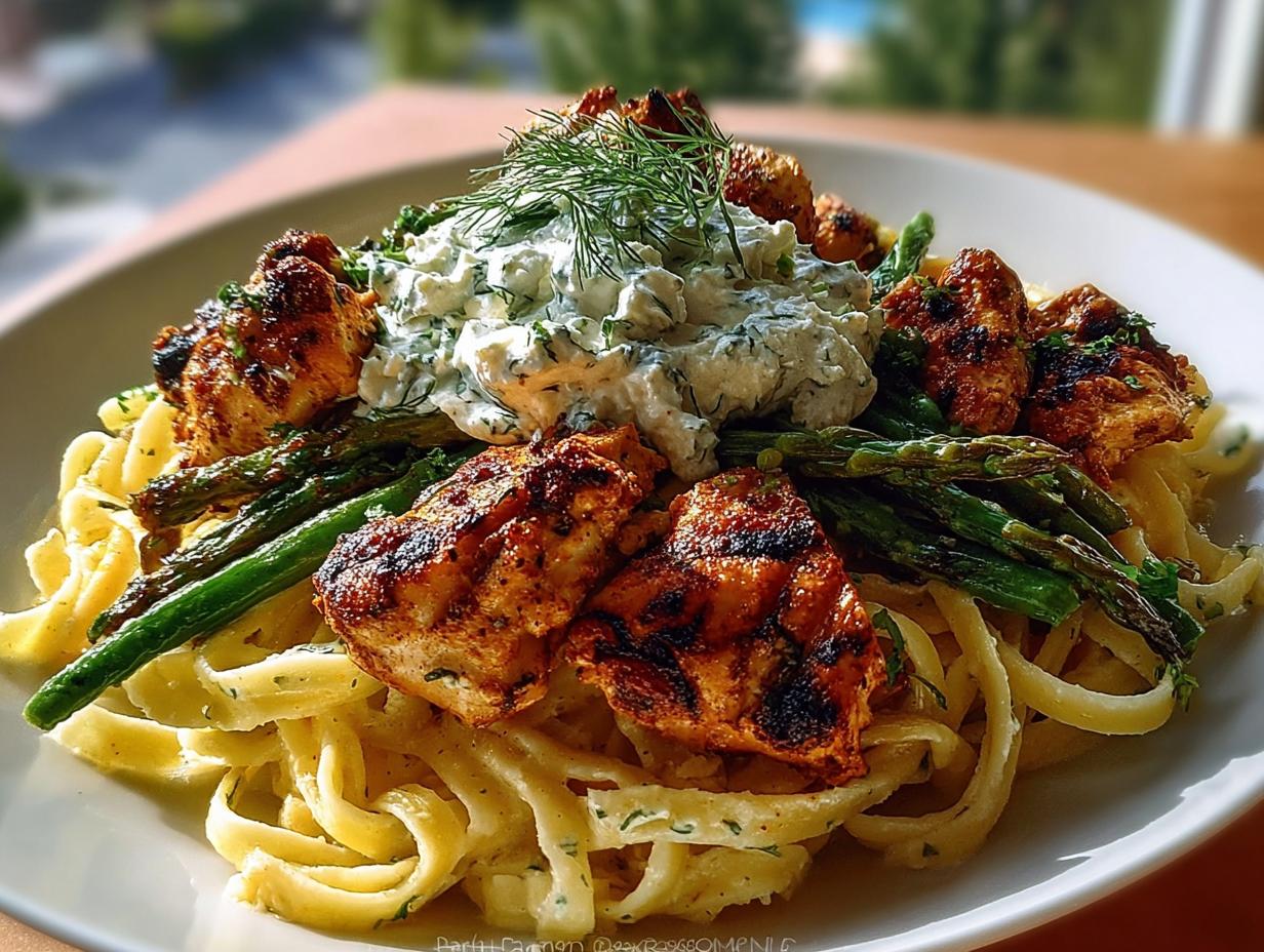 Smoky Paprika Chicken Alfredo - creamy pasta with tender chicken and green beans