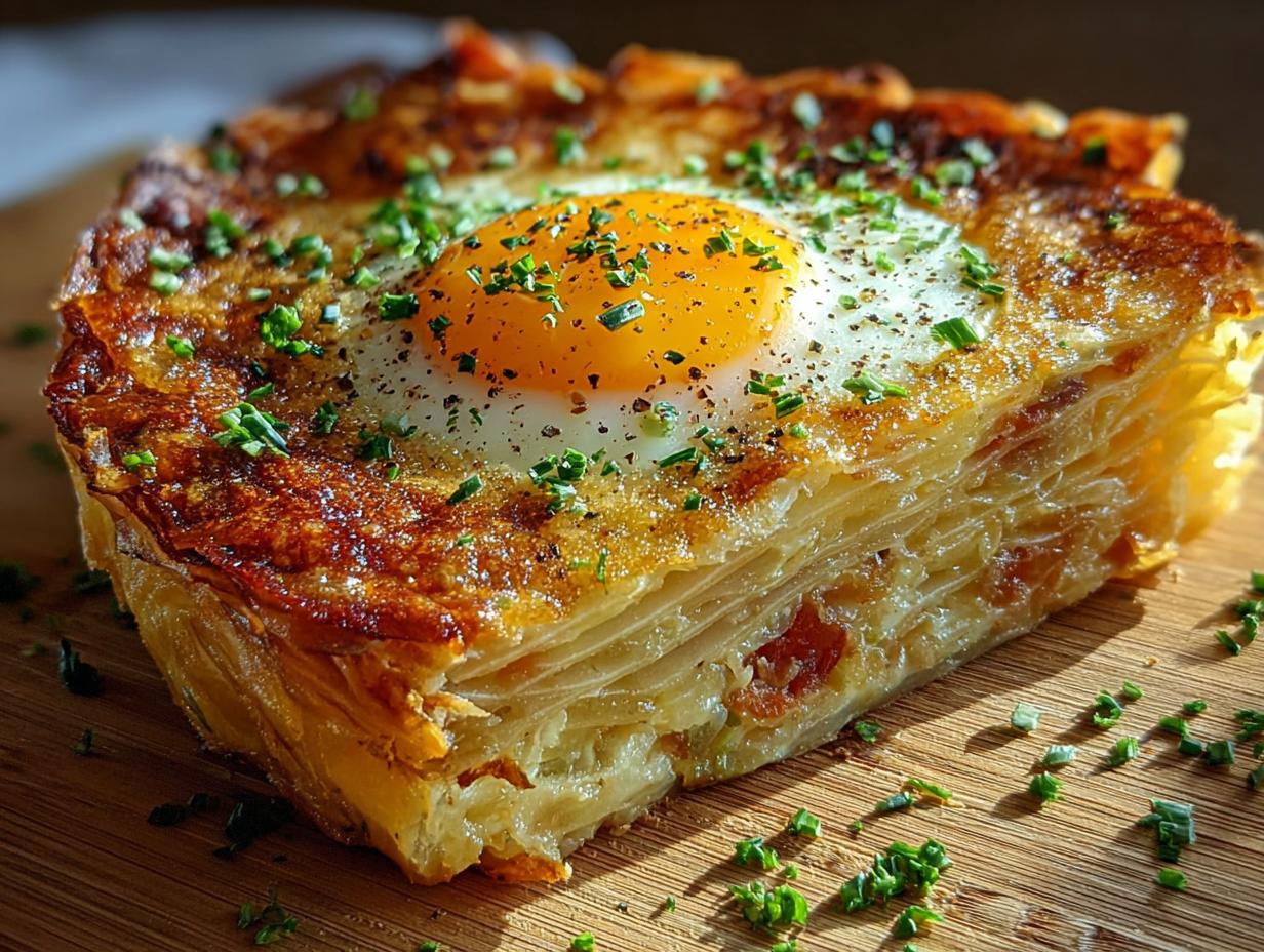 Baked Eggs Napoleon Breakfast