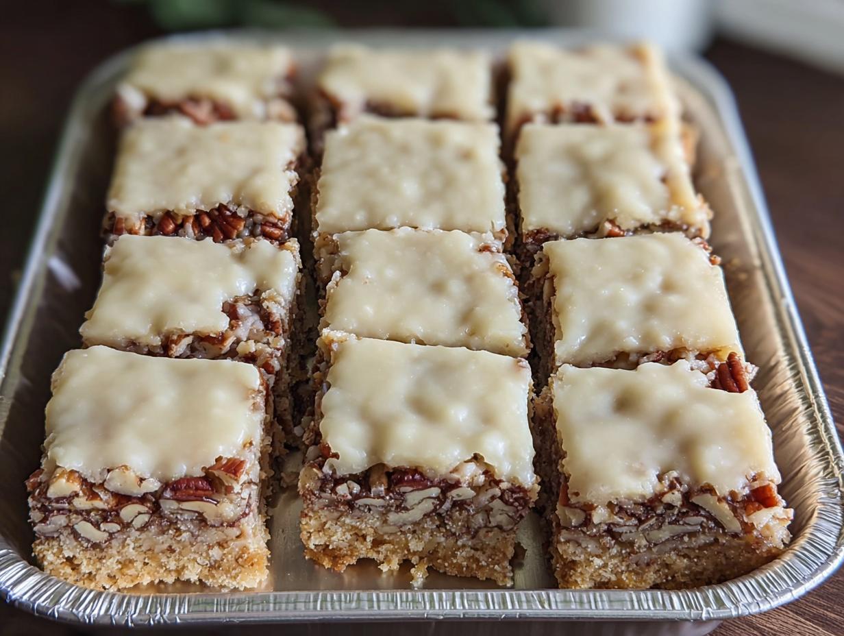 Amazing Carolina Pecan Bars Recipe - Carolina Pecan Bars - close-up of gooey pecan filling