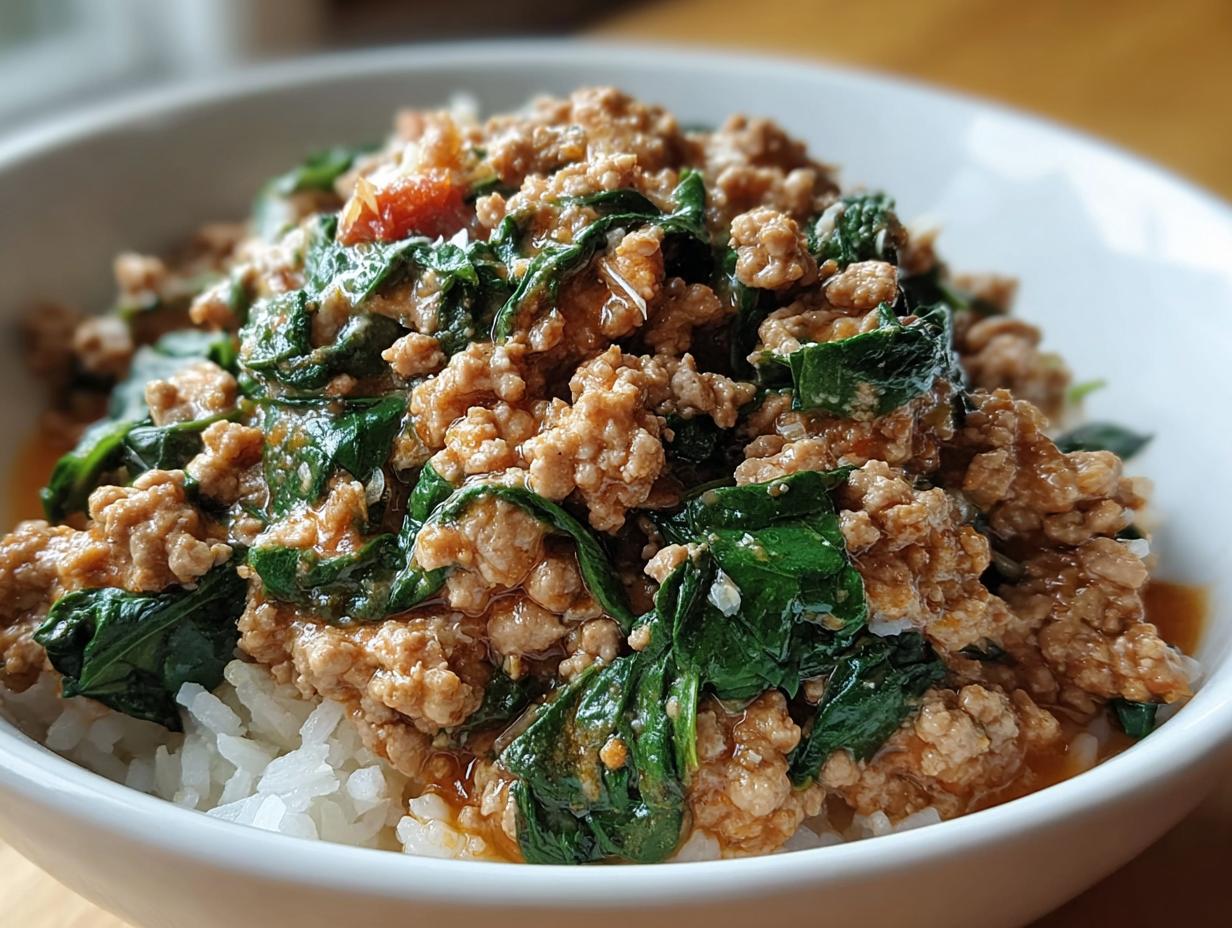 Amazing Creamy Ground Turkey Spinach Dinner - Creamy Ground Turkey Spinach - additional detail