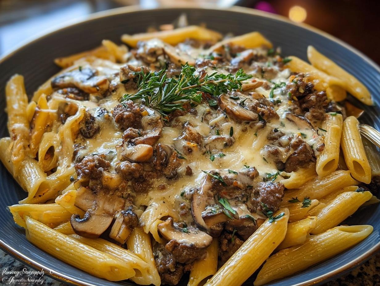 Creamy Velveeta Beef Stroganoff