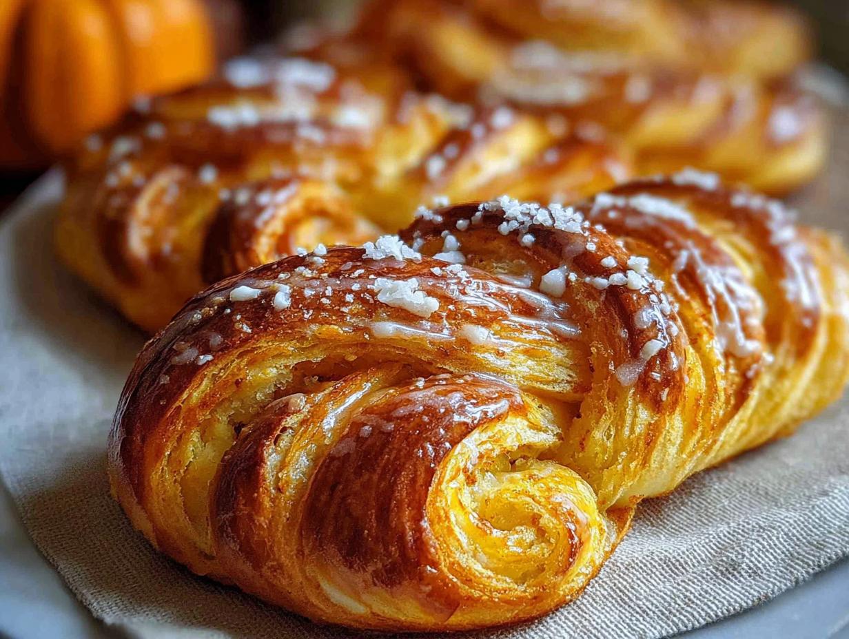 Pumpkin Twist Pastry: Easy & Delicious Fall Treat - finished pumpkin twist pastries with glaze