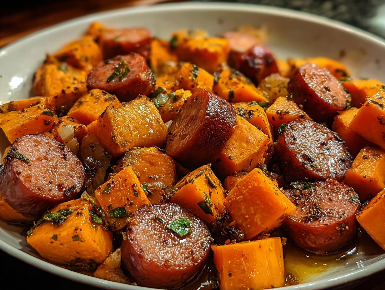 Sausage Sweet Potatoes Honey: 1 amazing dish - Sausage Sweet Potatoes Honey - additional detail
