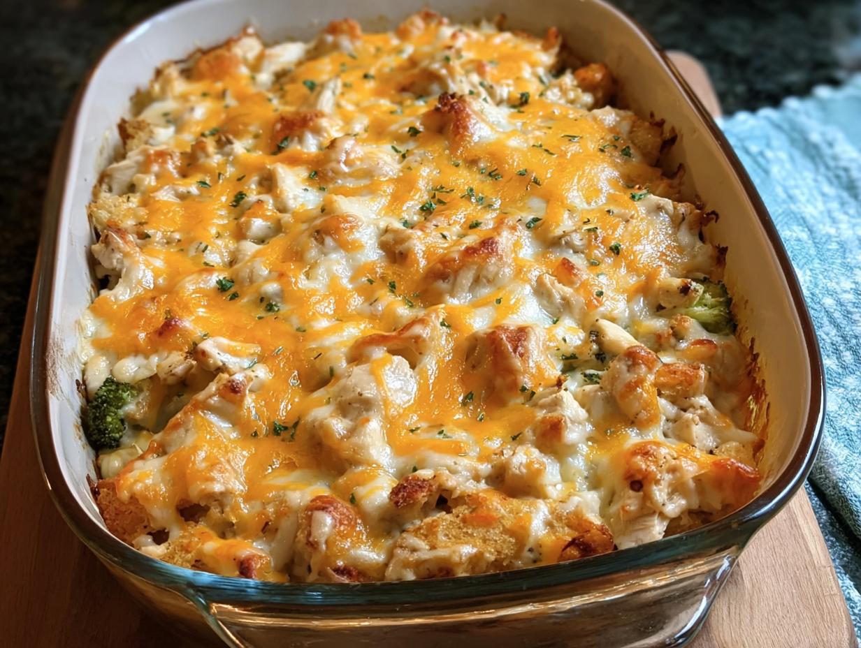 Sharon's Chicken Casserole: Creamy comfort dish with shredded chicken and rice