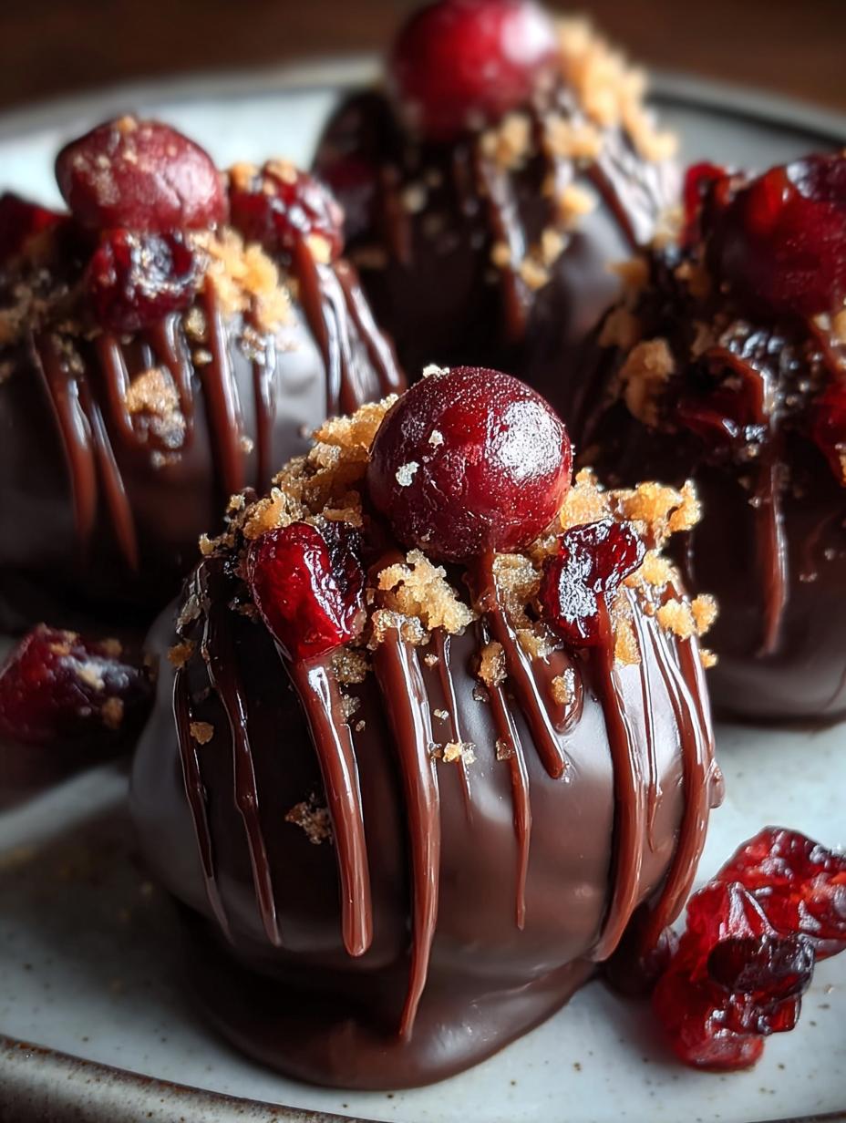 Chocolate Covered Cranberry Sauce: 1 Delicious Bite - Chocolate Covered Cranberry Sauce - additional detail