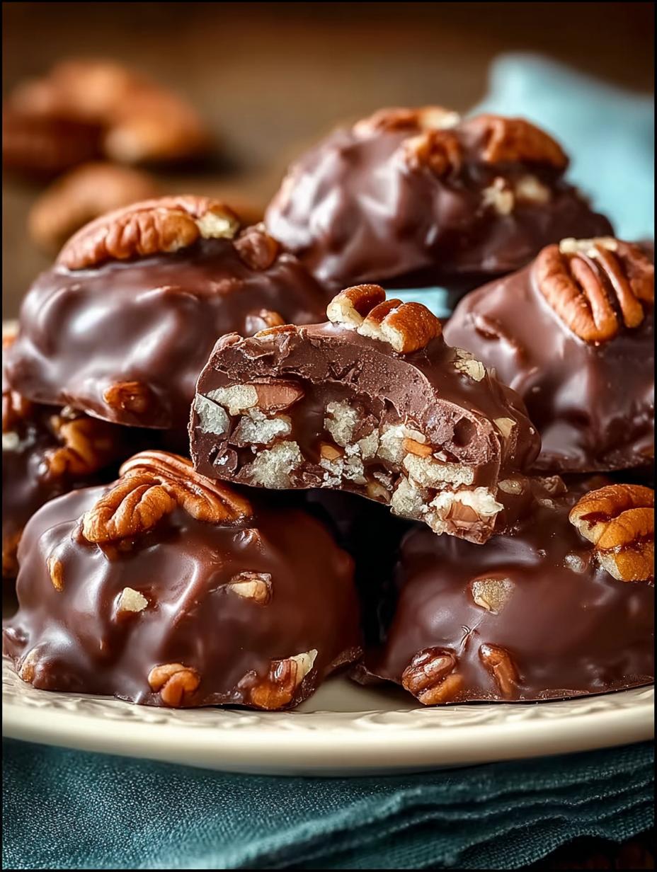 Chocolate Pecan Turtle Clusters