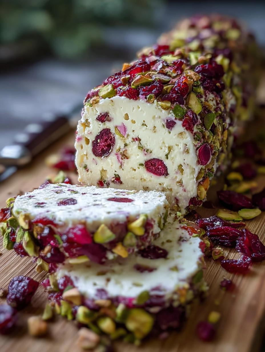 Cranberry Pistachio Cheese: 1 Stunning Appetizer 7 Cranberry Pistachio Cheese: 1 Stunning Appetizer - Cranberry Pistachio Cheese - additional detail
