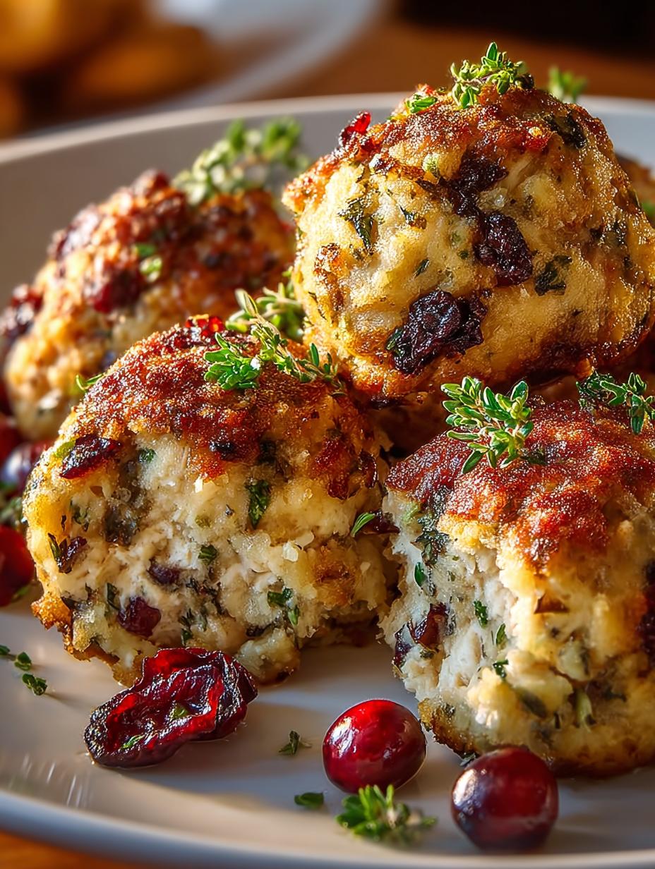 Cranberry Turkey Stuffing Balls: 24 Festive Bites 4 Cranberry Turkey Stuffing Balls: 24 Festive Bites - Cranberry Turkey Stuffing Balls - main visual representation