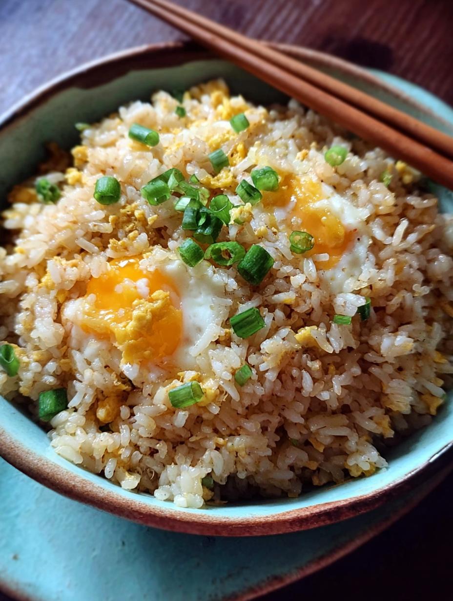 Egg Fried Rice: 1 Secret for Amazingly Fluffy Grains 4 Egg Fried Rice: 1 Secret for Amazingly Fluffy Grains - A close-up of a perfectly cooked bowl of Egg Fried Rice with fluffy grains and scrambled eggs, garnished with green onions.