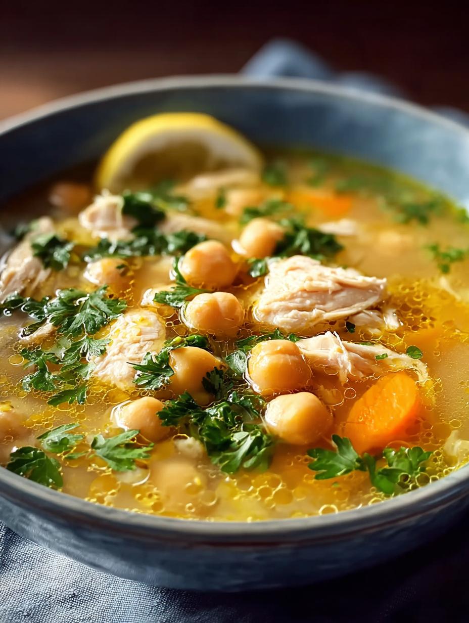 Lemony Chicken Chickpea Soup