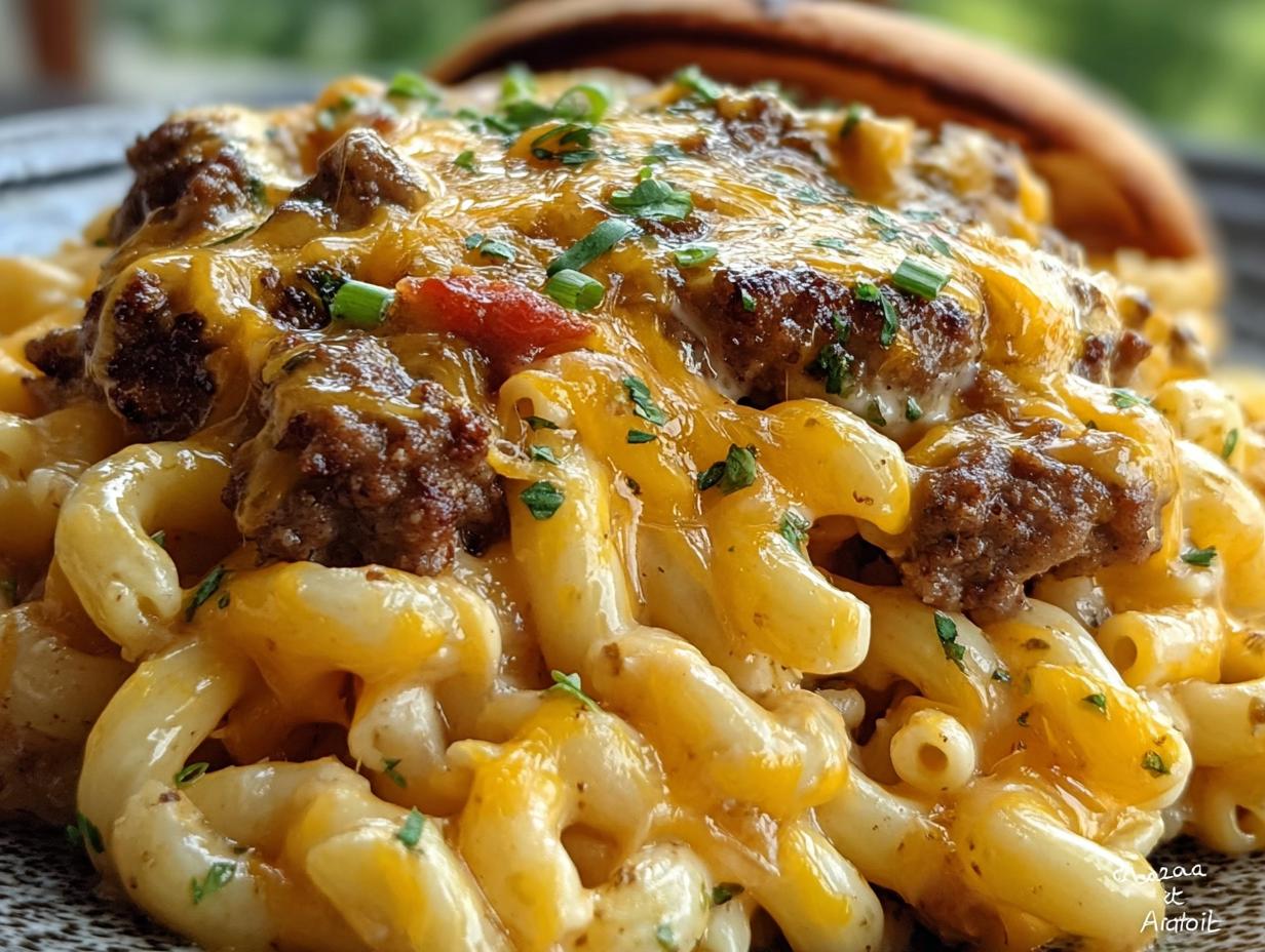 Loaded Cheeseburger Alfredo Pasta