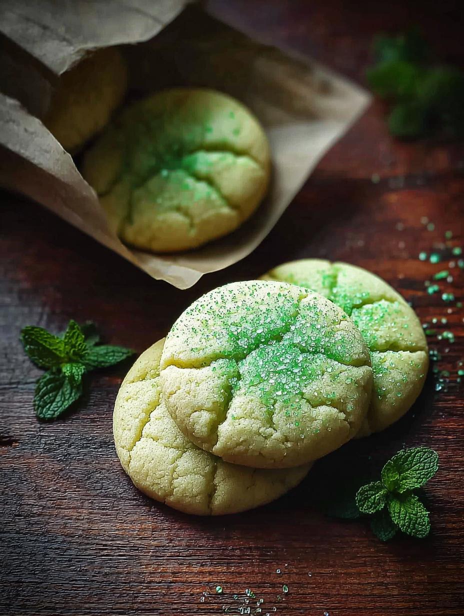 Delicious Mint Butter Cookies with a refreshing green glaze, perfect for a sweet treat
