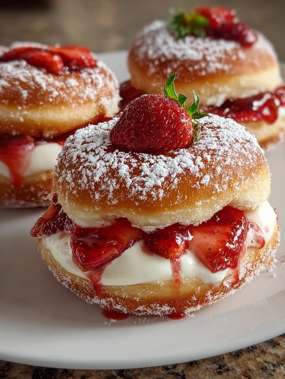 Delicious Strawberry Cheesecake Stuffed Donuts Recipe - Strawberry Cheesecake Stuffed Donuts - main visual representation