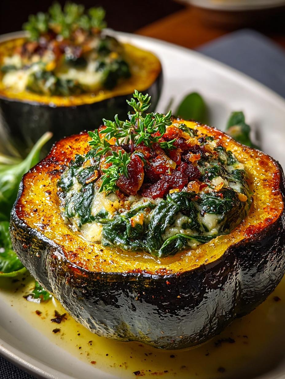 Stuffed Acorn Squash Spinach