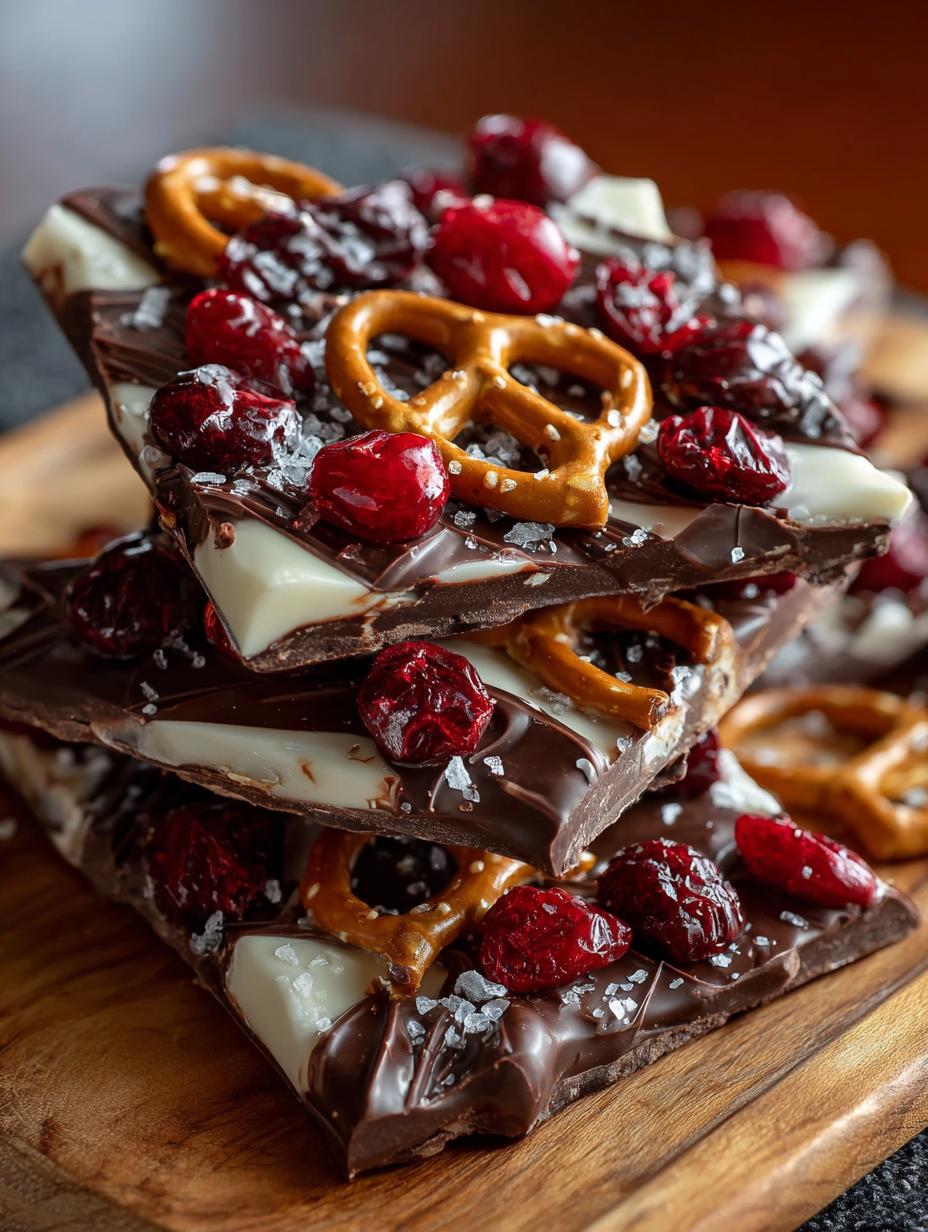 Cherry Chocolate Pretzel Bark
