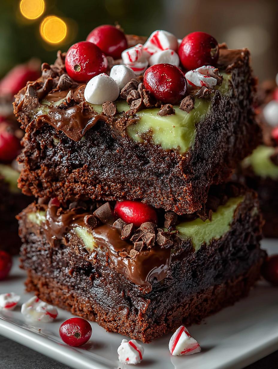 Grinch Brownies Festive Holiday