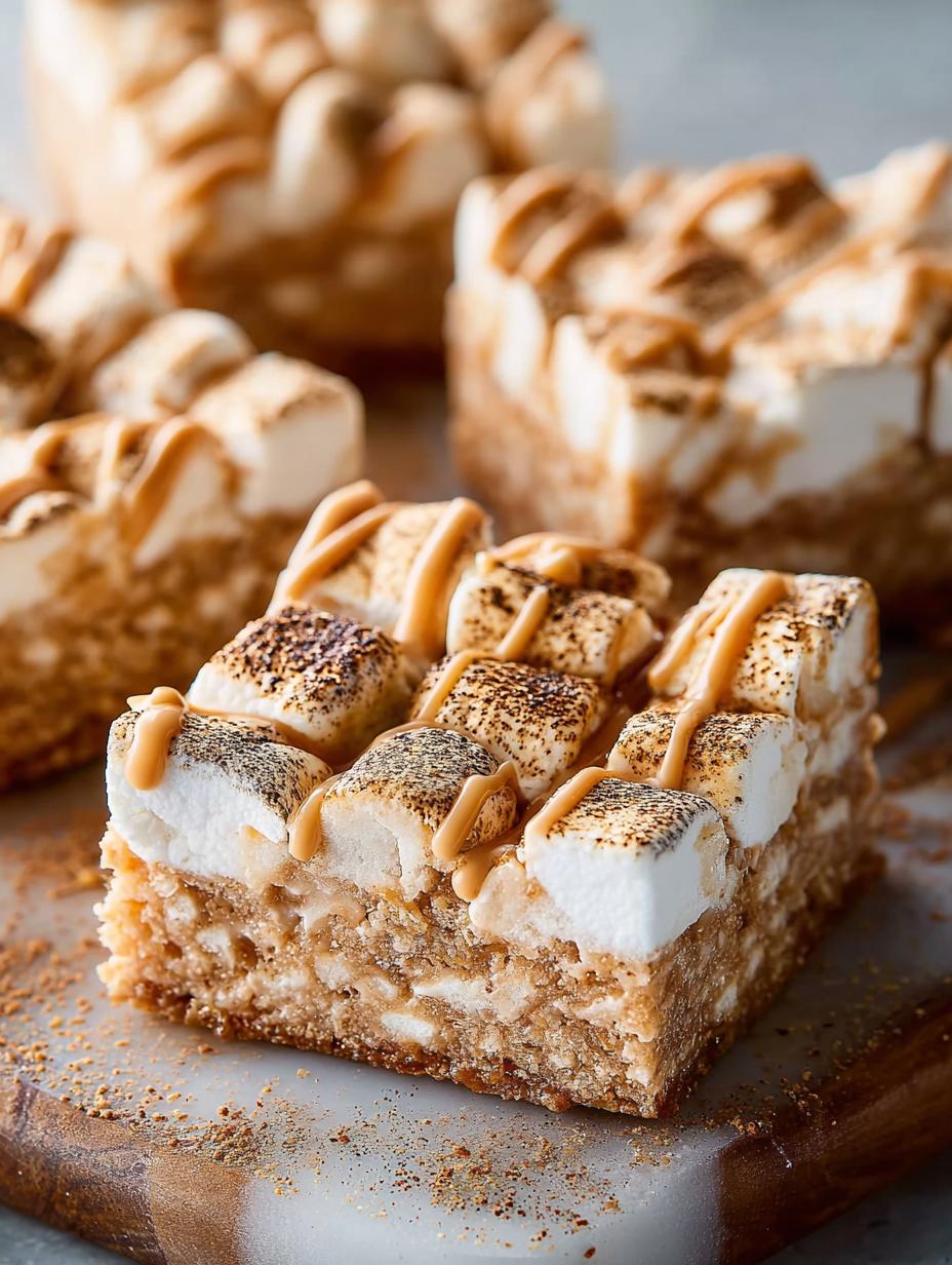 Irresistible Marshmallow Cinnamon Toast Crunch Bars ready to serve
