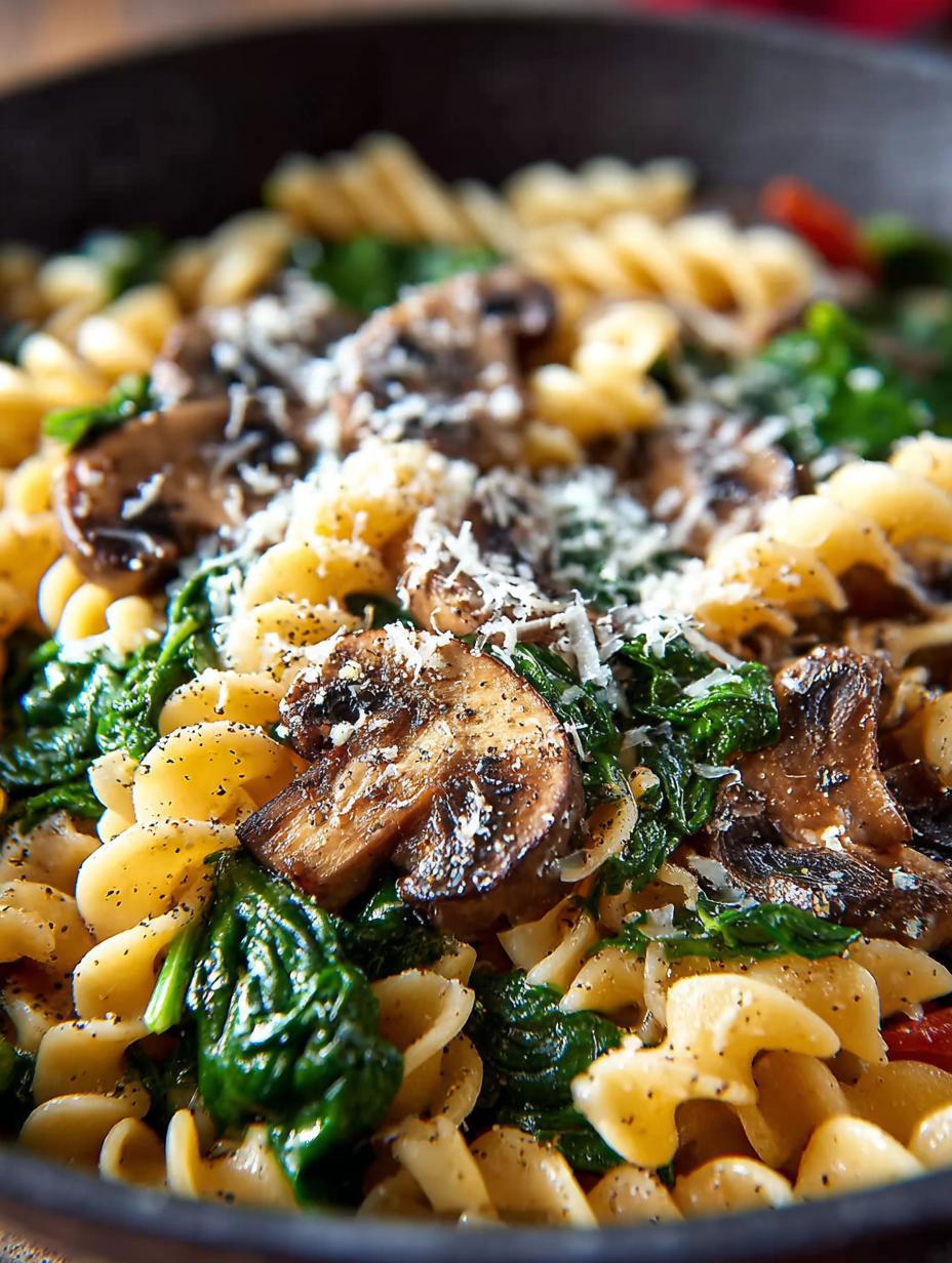Spinach Mushroom Pasta Skillet