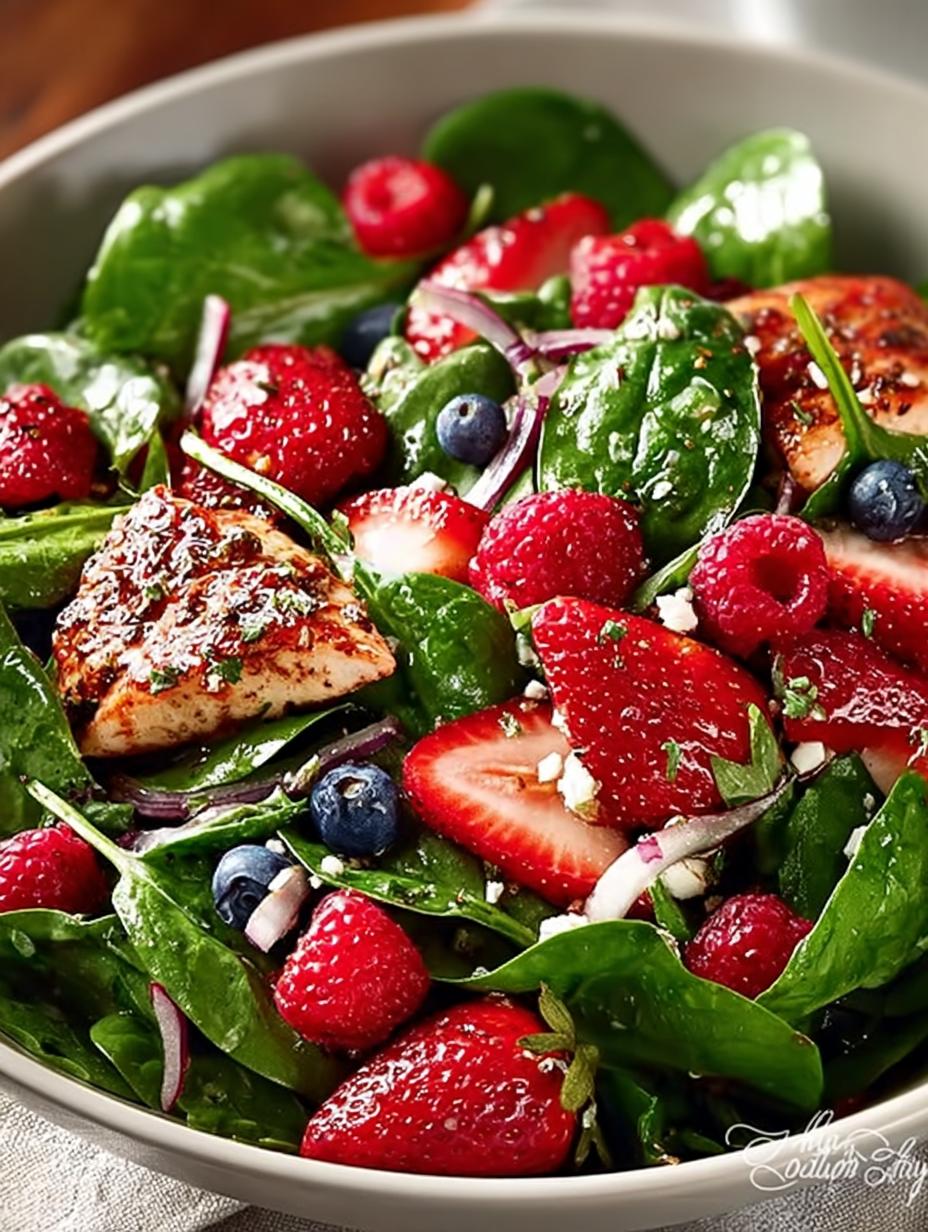 Delicious Berry Spinach Salad for Healthy Living - Berry Spinach Salad - additional detail
