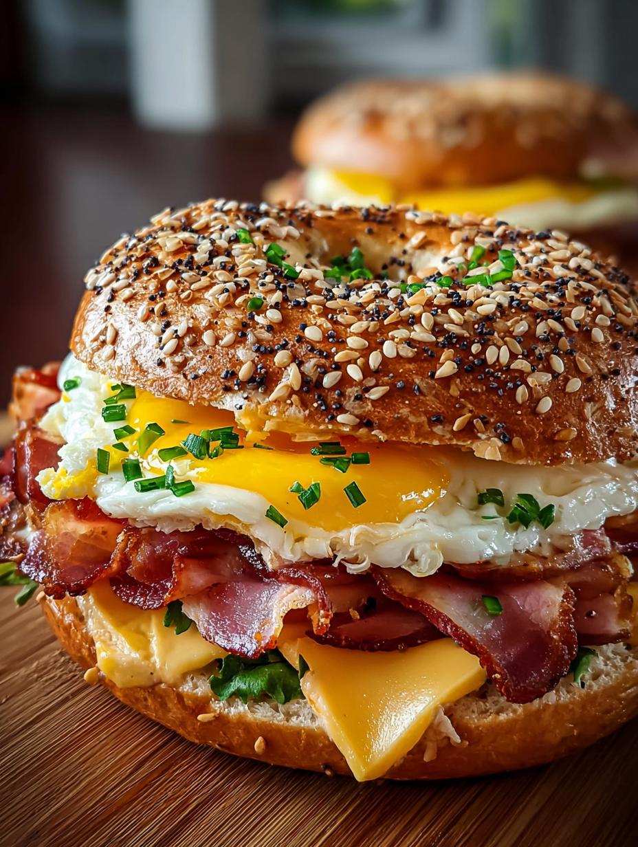 Breakfast Bagel Sandwich Morning