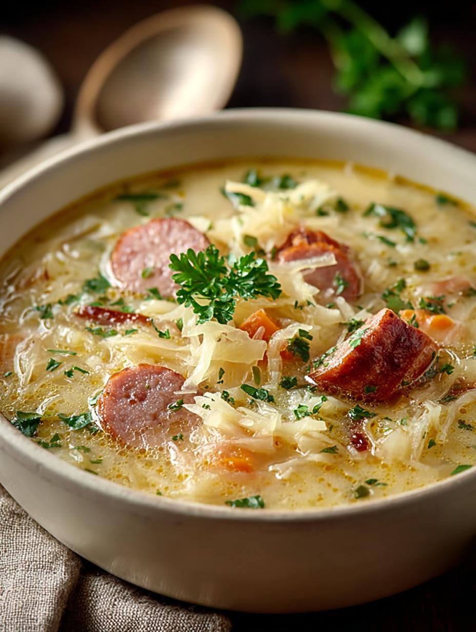 Creamy Sauerkraut Sausage Soup