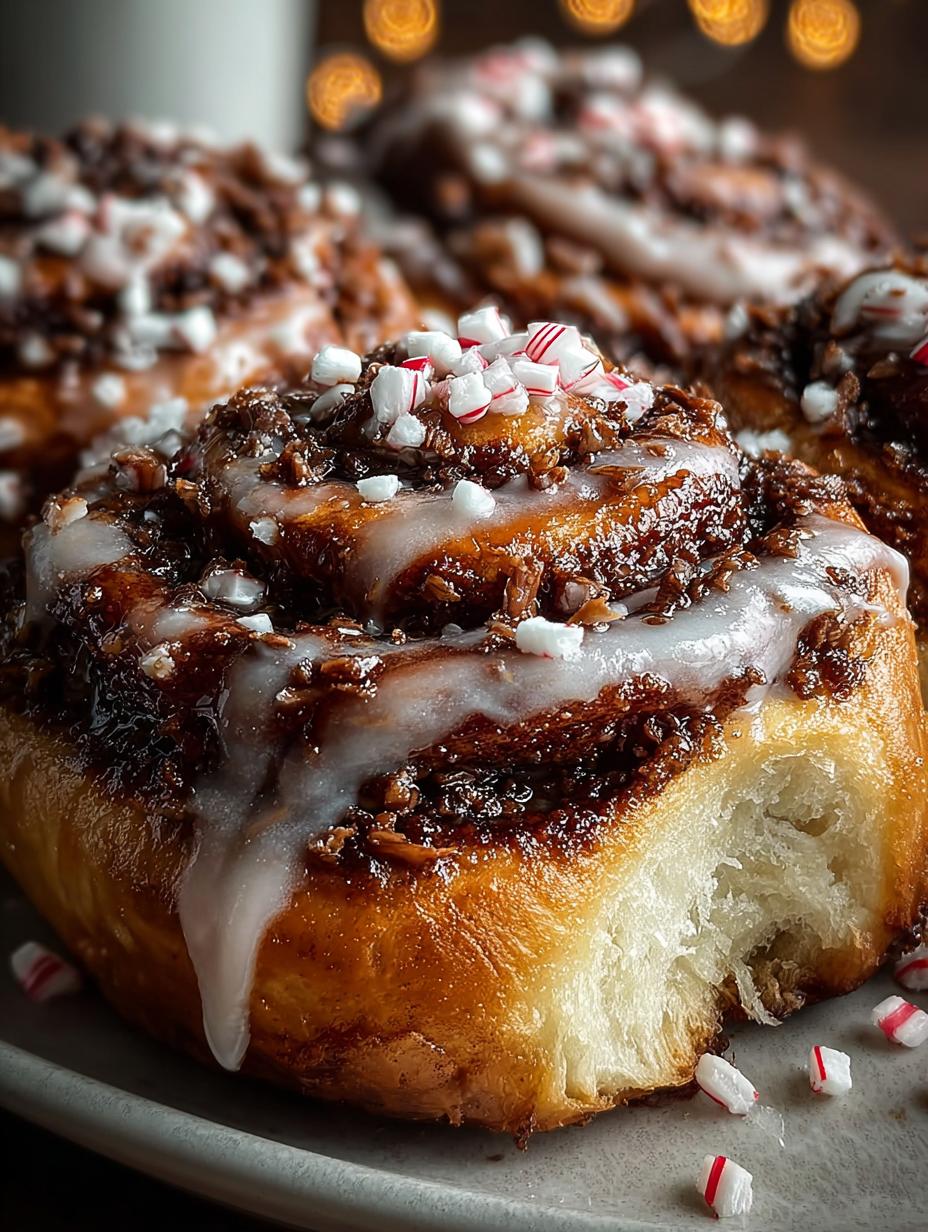 Peppermint Bark Cinnamon Rolls