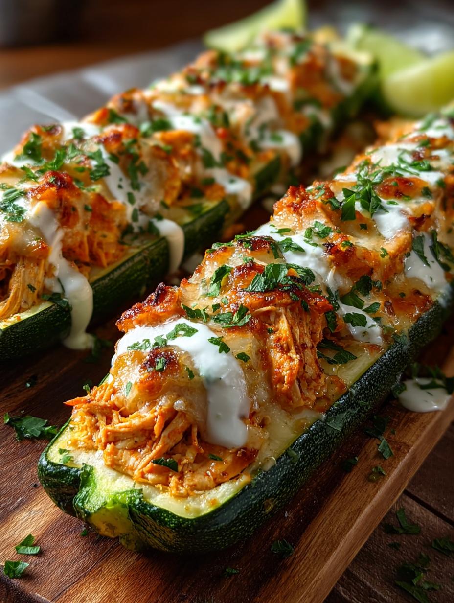Buffalo Chicken Zucchini Boats