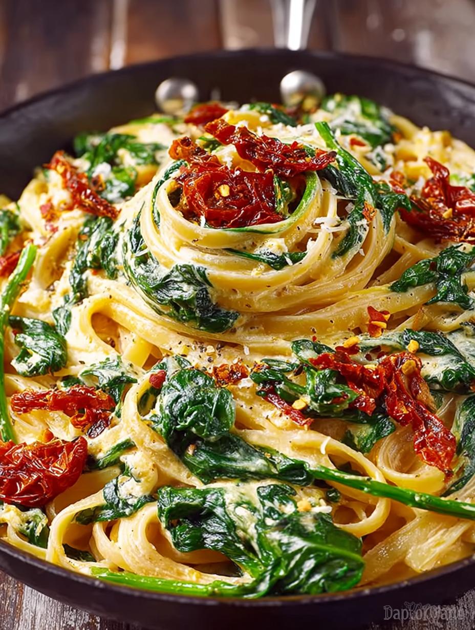 Linguine with Spinach Sun