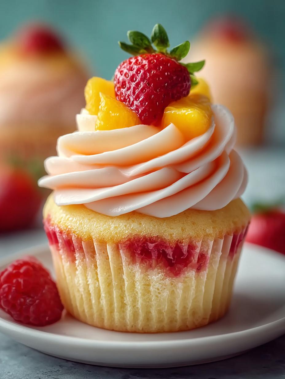 Mango Strawberry Sunset Cupcakes
