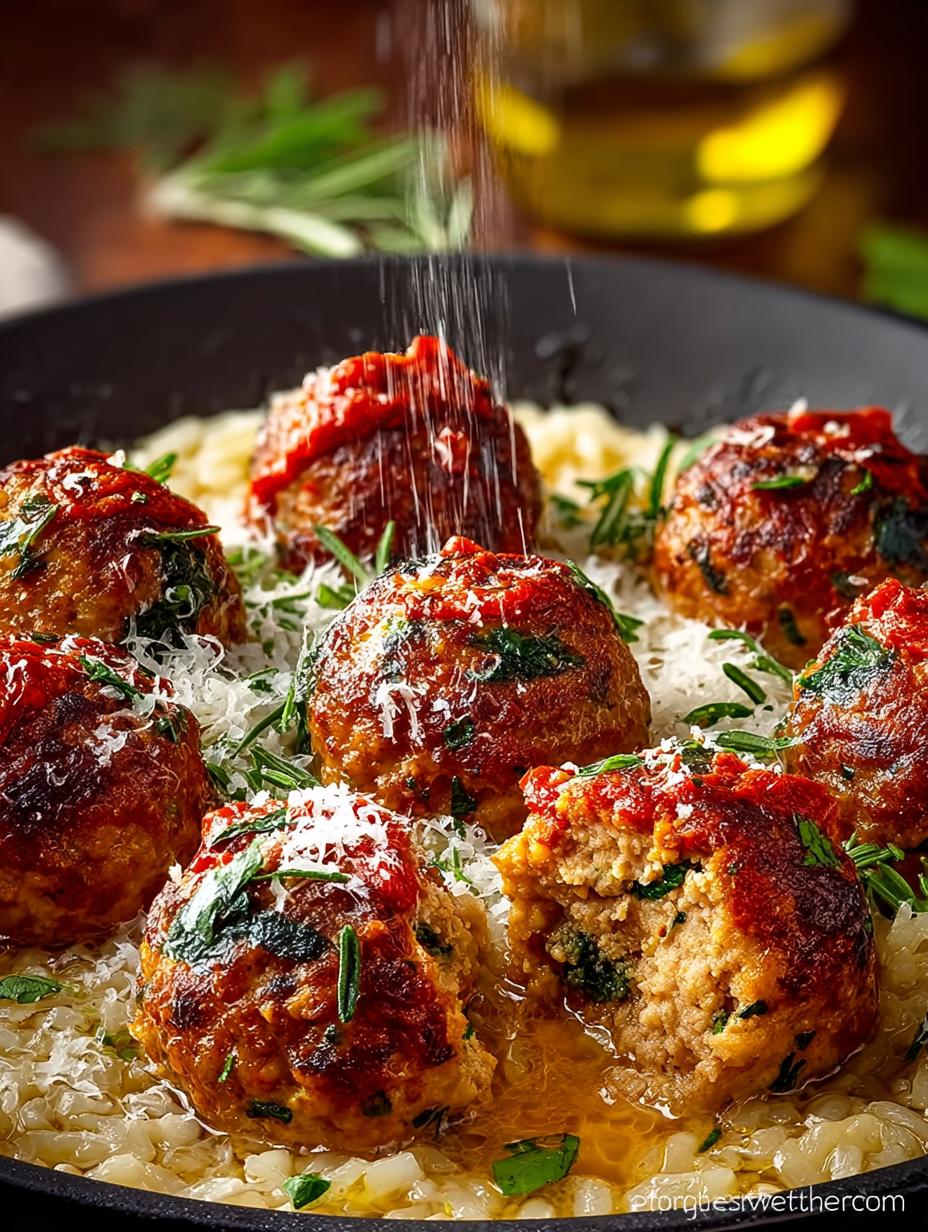 Oven Baked Chicken Meatballs with Creamy Orzo Delight - Oven Baked Chicken Meatballs - main visual representation