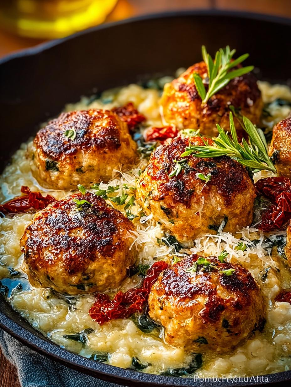 Oven Baked Chicken Meatballs with Creamy Orzo Delight - Oven Baked Chicken Meatballs - additional detail