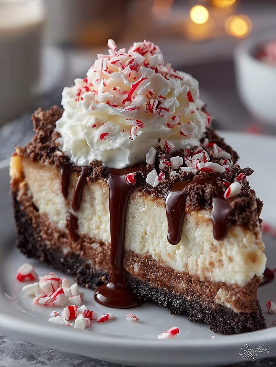 Delicious Peppermint Bark Cheesecake for the Holidays - Peppermint Bark Cheesecake - additional detail