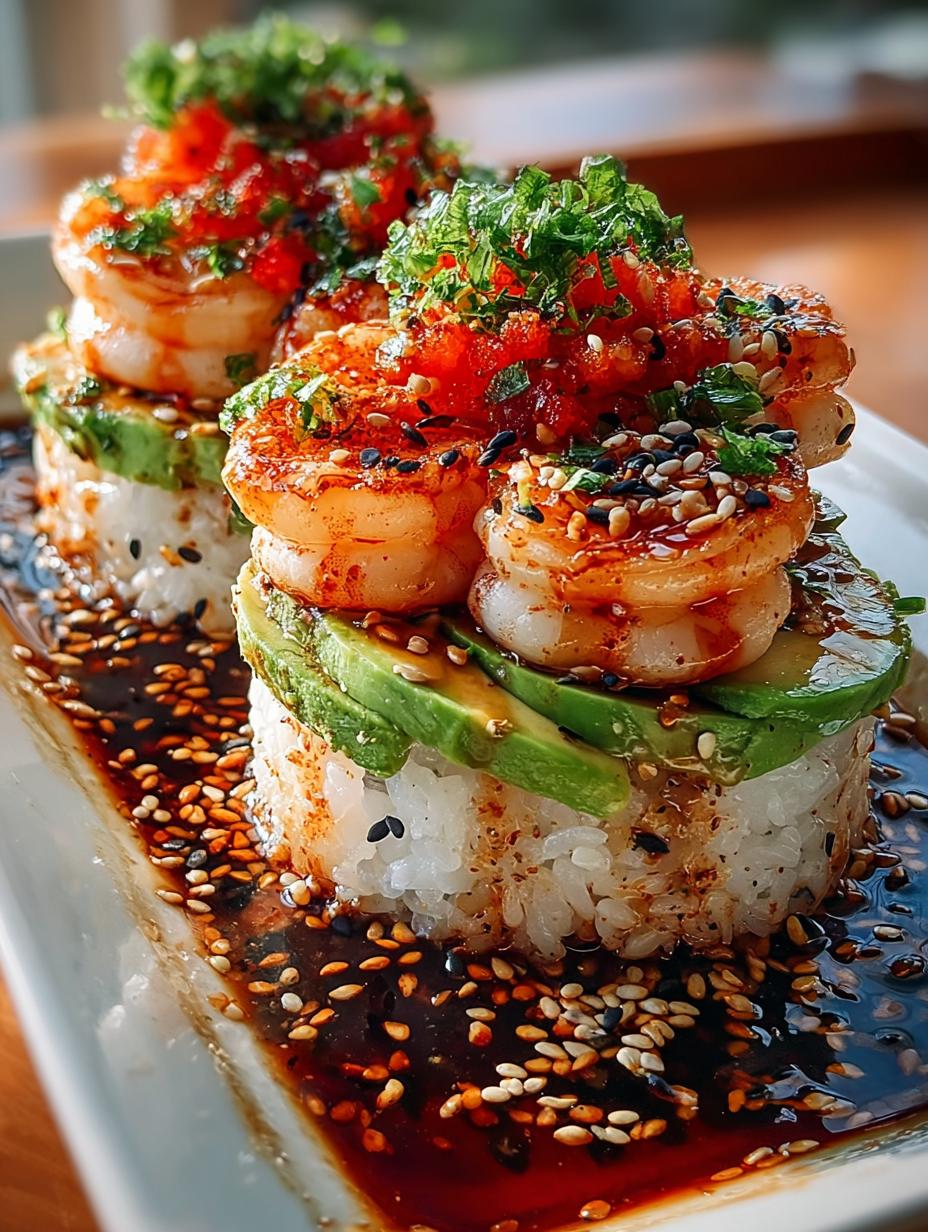 Spicy Shrimp Sushi Stacks: 5 Layers of Flavorful Bliss - Spicy Shrimp Sushi Stacks - main visual representation